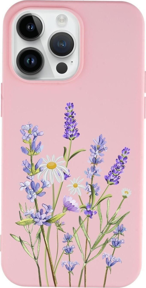 İphone 14 Pro Max Uyumlu Lavender Desenli Premium Silikonlu Lansman Telefon Kılıfı