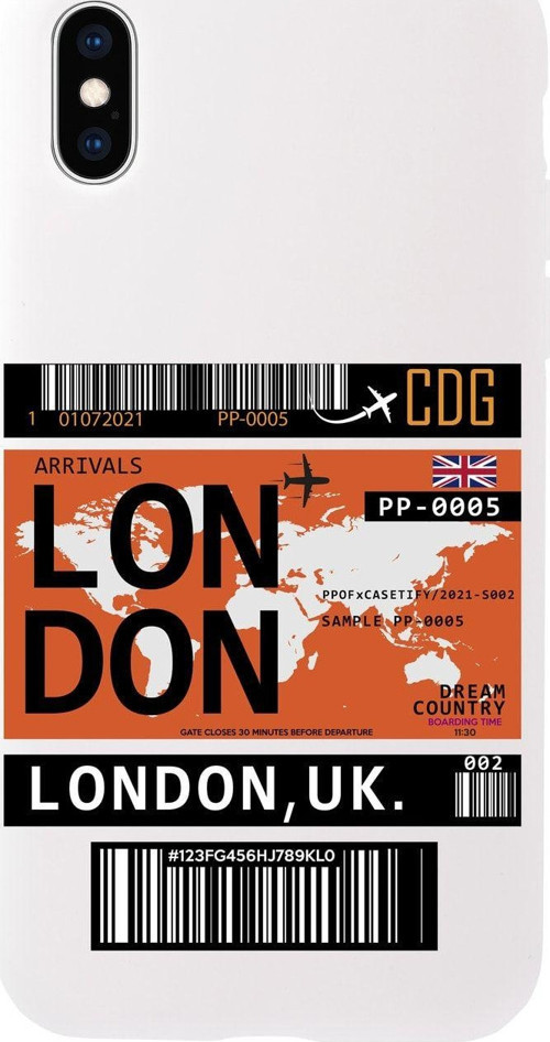 İphone X London Bilet Tasarımlı Beyaz Telefon Kılıfı