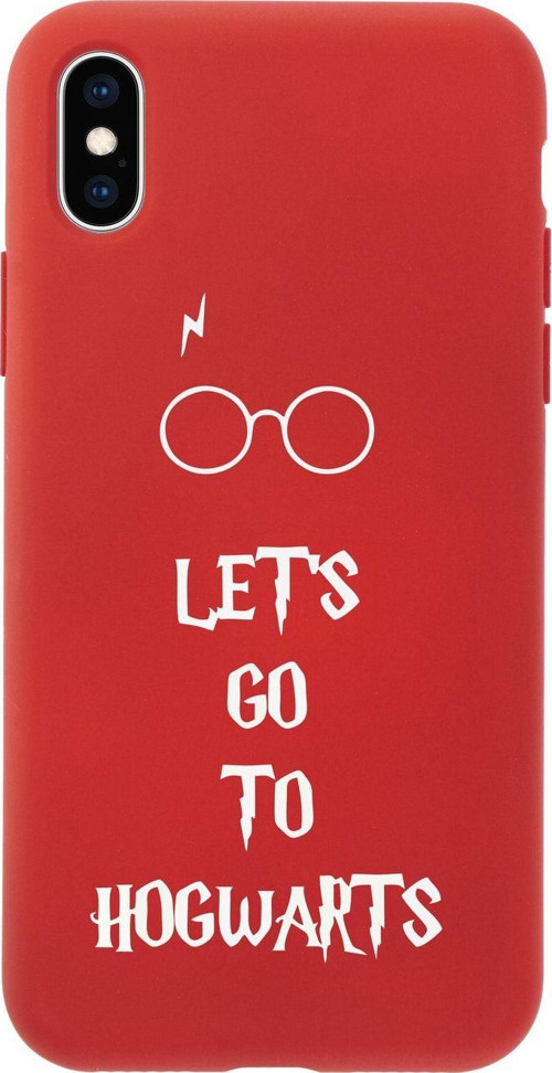İphone X Uyumlu Let'S Go Hogwarts Tasarımlı Kırmızı Telefon Kılıfı