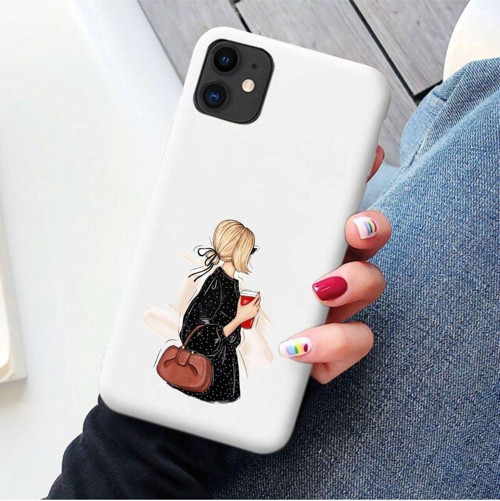 Iphone 11 Beyaz Lansman Kahveli Kız Deseni