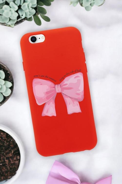 İphone 6 Plus Uyumlu Pembe Kurdele Premium Silikonlu Telefon Kılıfı