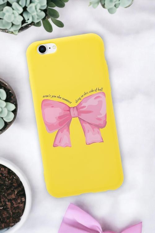 İphone 6 Plus Uyumlu Pembe Kurdele Premium Silikonlu Telefon Kılıfı