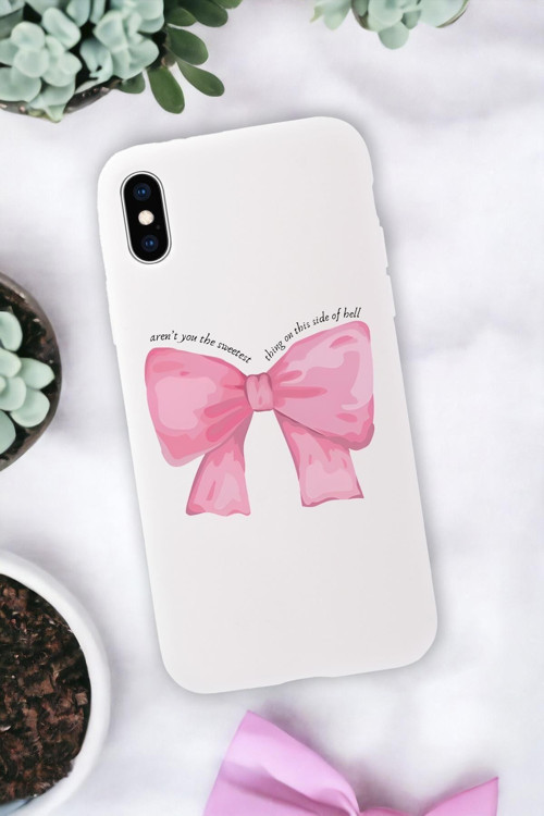 İphone Xs Uyumlu Pembe Kurdele Premium Silikonlu Telefon Kılıfı