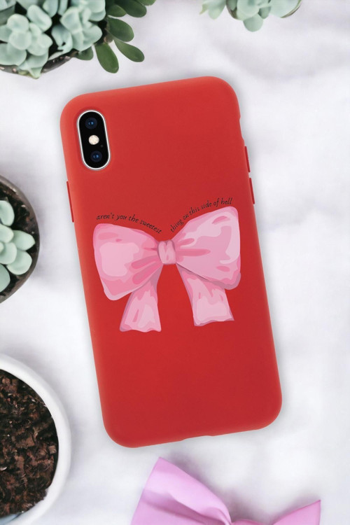 İphone Xs Uyumlu Pembe Kurdele Premium Silikonlu Telefon Kılıfı