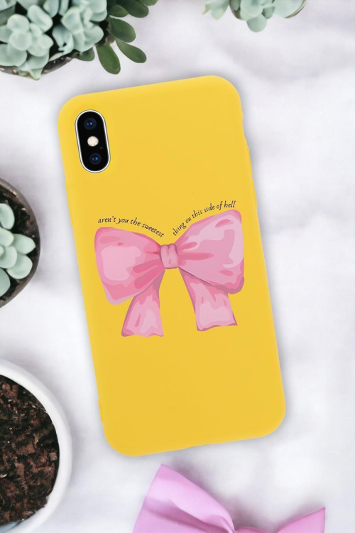 İphone Xs Uyumlu Pembe Kurdele Premium Silikonlu Telefon Kılıfı