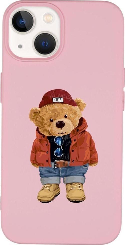 İphone 14 Uyumlu Teddy Bear Desenli Premium Silikonlu Lansman Telefon Kılıfı