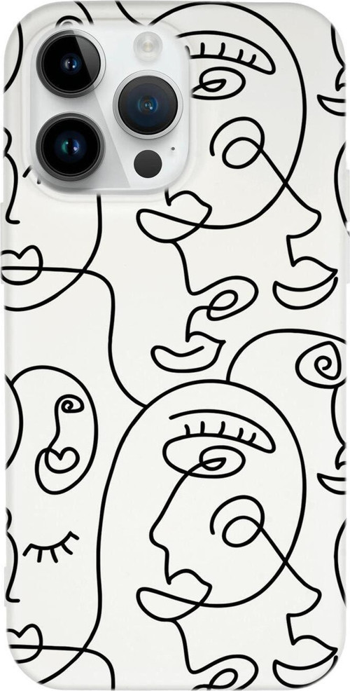 İphone 14 Pro Max Uyumlu Face Art Desenli Premium Silikonlu Lansman Telefon Kılıfı