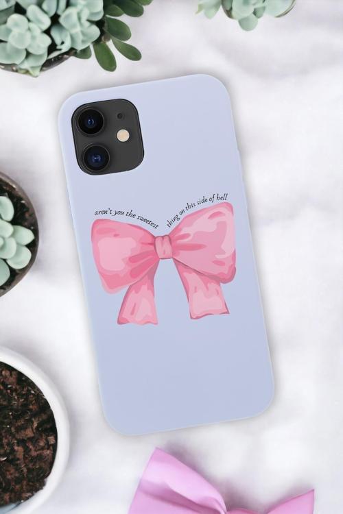 İphone 12 Uyumlu Pembe Kurdele Premium Silikonlu Telefon Kılıfı