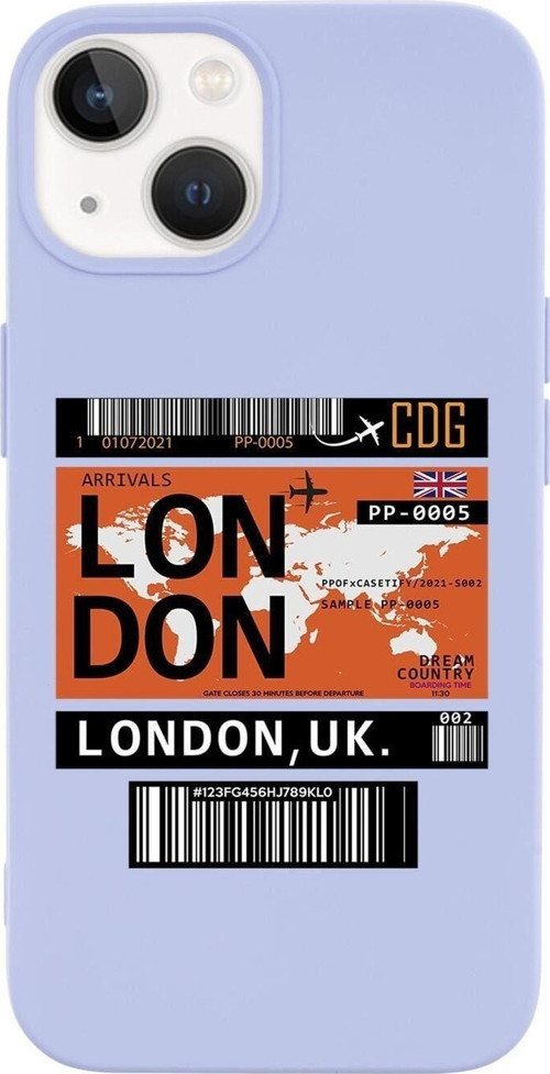 İphone 14 Plus Uyumlu London Ticet Desenli Premium Silikonlu Lansman Telefon Kılıfı