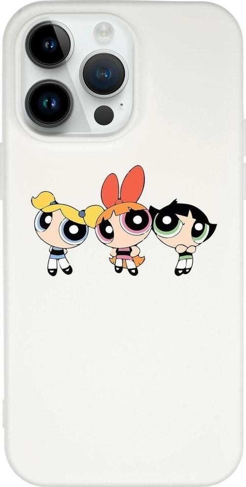 İphone 14 Pro Uyumlu Powerpuff Girls Desenli Premium Silikonlu Lansman Telefon Kılıfı