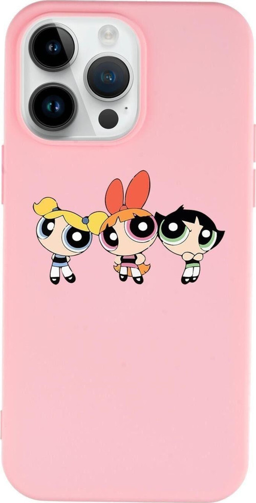 İphone 14 Pro Uyumlu Powerpuff Girls Desenli Premium Silikonlu Lansman Telefon Kılıfı