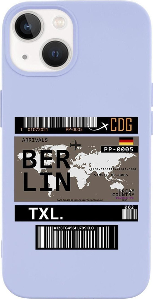 İphone 14 Plus Uyumlu Berlin Ticket Desenli Premium Silikonlu Lansman Telefon Kılıfı