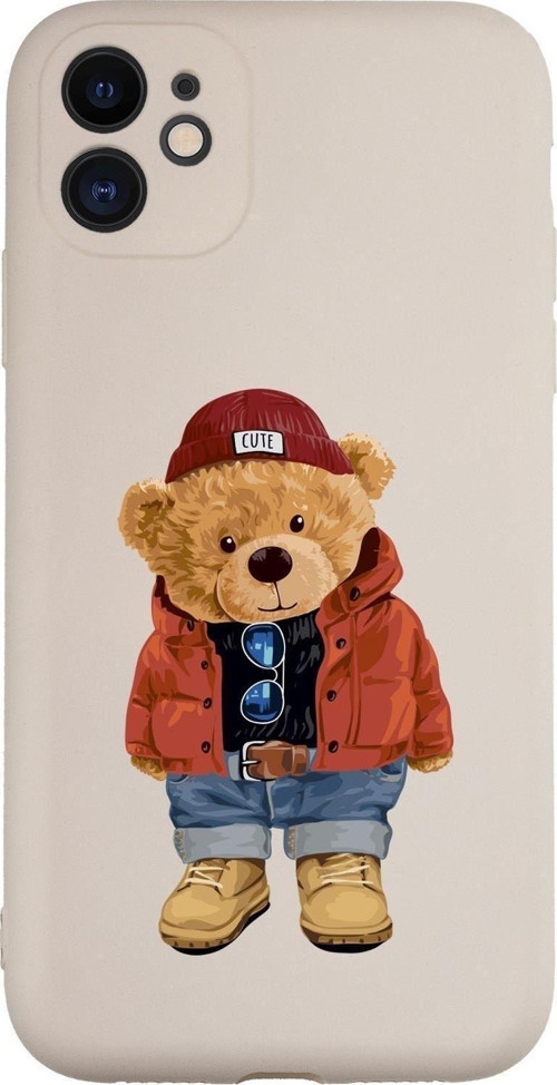 Iphone 11 Uyumlu Teddy Bear Desenli Kamera Korumalı Lansman Kılıf Premium Silikonlu Mc90