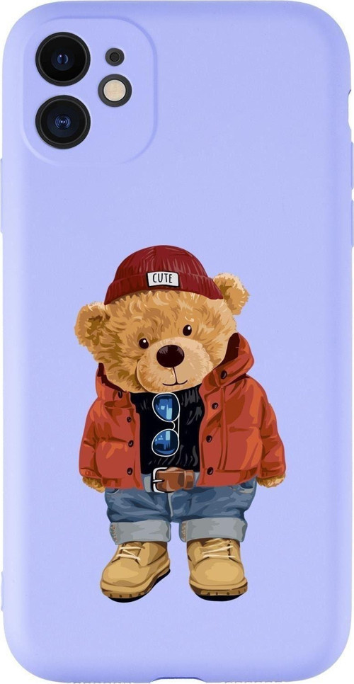 Iphone 11 Uyumlu Teddy Bear Desenli Kamera Korumalı Lansman Kılıf Premium Silikonlu Mc90