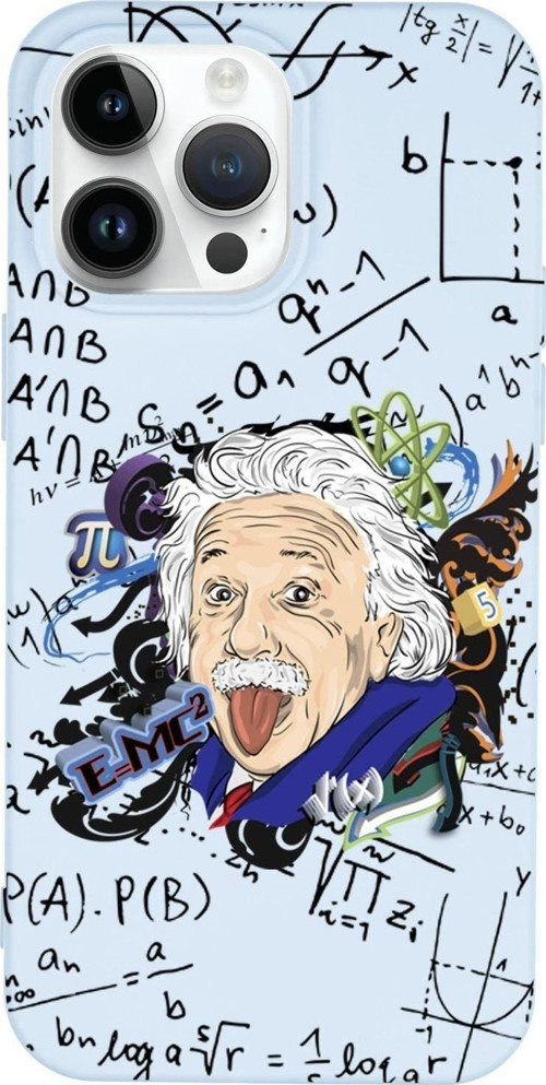 İphone 14 Pro Max Einstein In Formula Desenli Premium Silikonlu Telefon Kılıfı