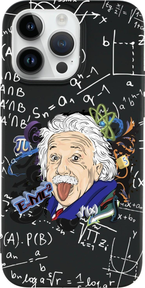İphone 14 Pro Max Einstein In Formula Desenli Premium Silikonlu Telefon Kılıfı
