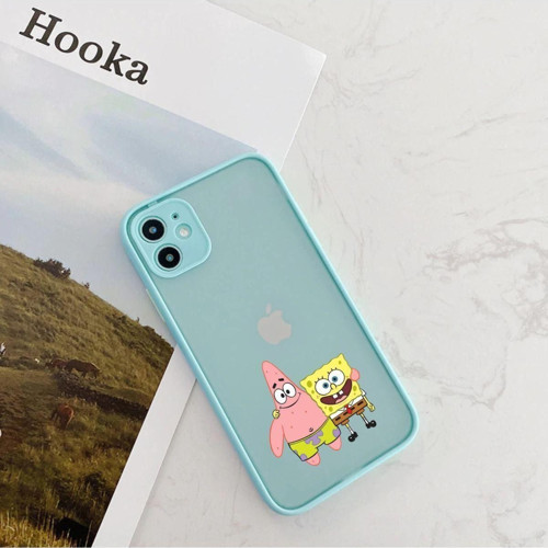 Su Yeşili Iphone 11 Sünger Bob Desenli Korumalı Telefon Kılıfı