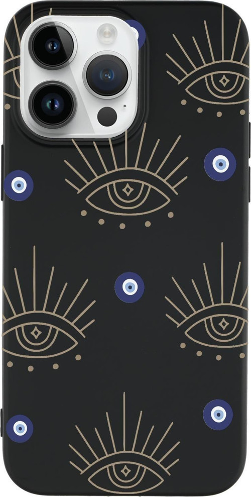 İphone 14 Pro Max Uyumlu Evil Eye Desenli Premium Silikonlu Telefon Kılıfı