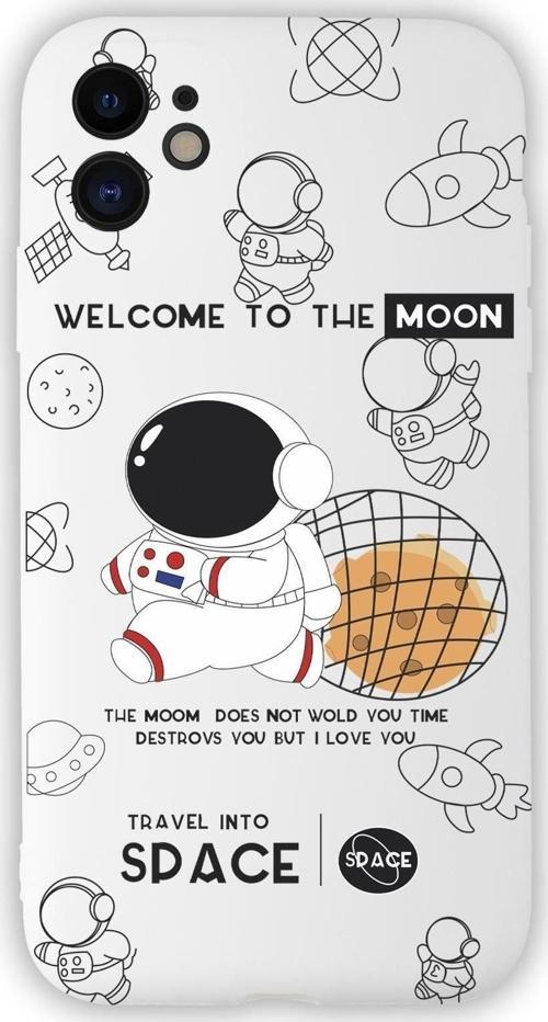 Iphone 11 Sevimli Astronot Desenli Premium Silikonlu Telefon Kılıfı