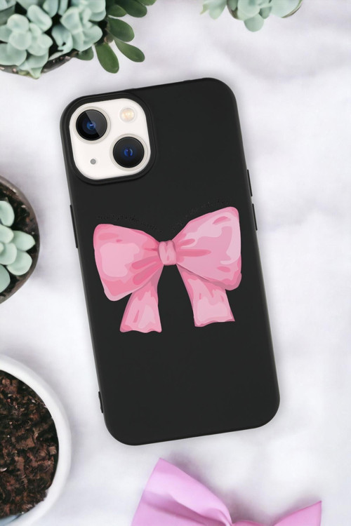 İphone 15 Uyumlu Pembe Kurdele Premium Silikonlu Telefon Kılıfı