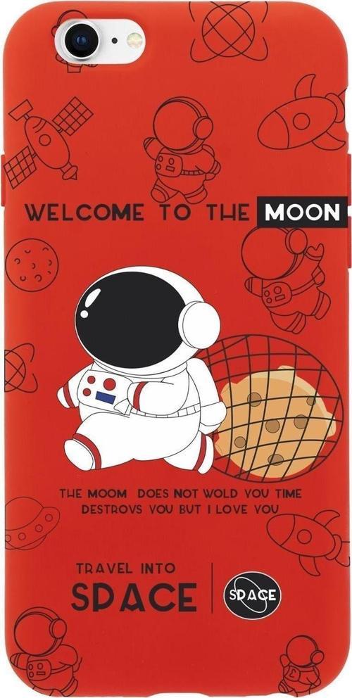 İphone 6S Sevimli Astronot Desenli Premium Silikonlu Telefon Kılıfı