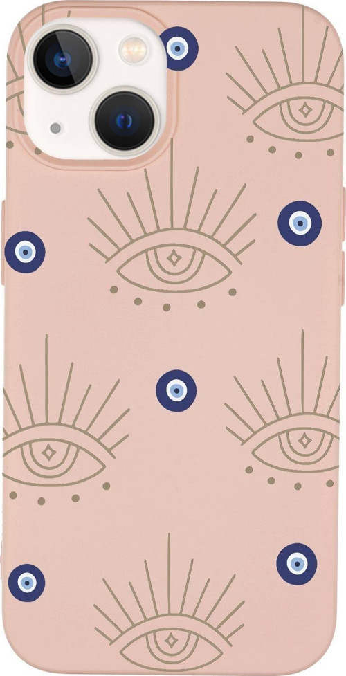 İphone 15 Plus Uyumlu Evil Eye Desenli Premium Silikonlu Telefon Kılıfı