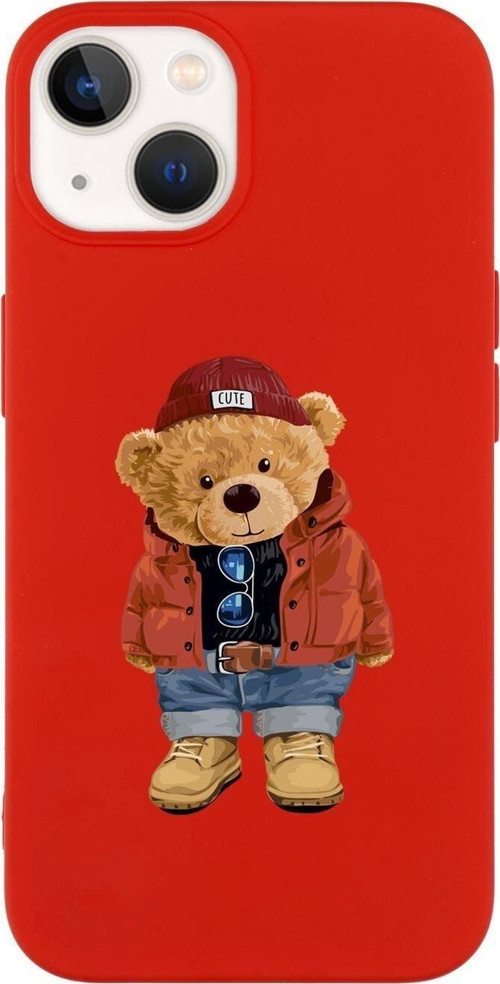 İphone 14 Plus Uyumlu Teddy Bear Desenli Premium Silikonlu Lansman Telefon Kılıfı