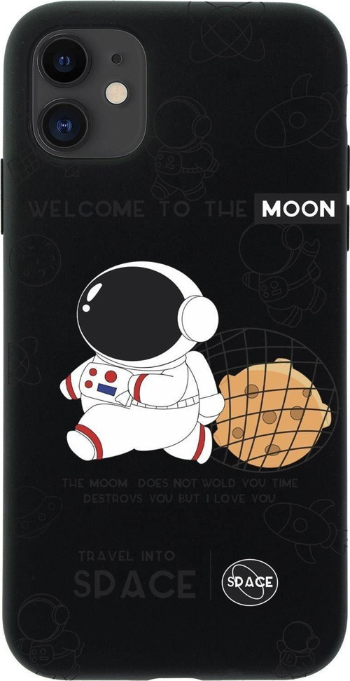 İphone 12 Sevimli Astronot Desenli Premium Silikonlu Telefon Kılıfı