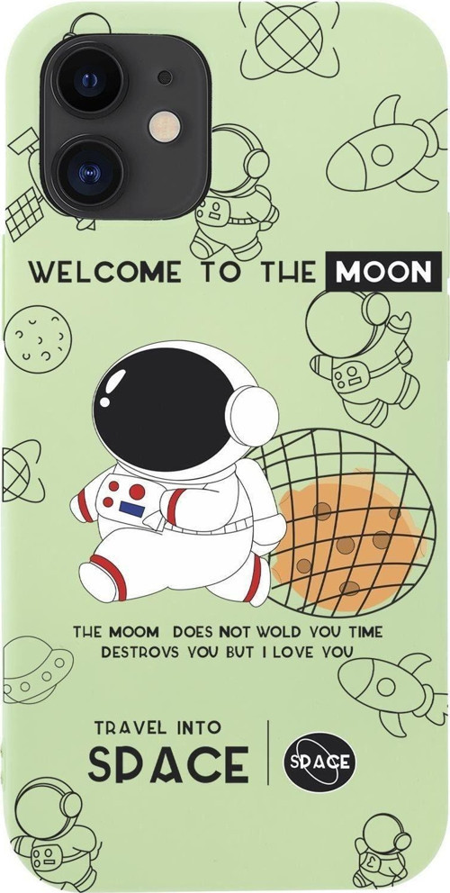 İphone 12 Sevimli Astronot Desenli Premium Silikonlu Telefon Kılıfı