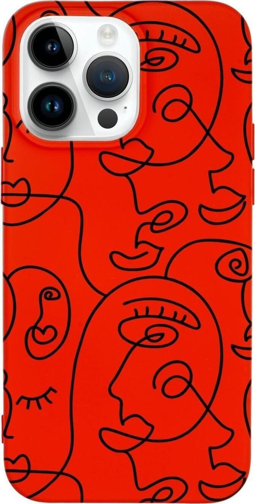 İphone 14 Pro Max Uyumlu Face Art Desenli Premium Silikonlu Lansman Telefon Kılıfı