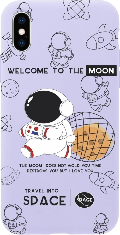İphone Xs Max Sevimli Astronot Desenli Premium Silikonlu Telefon Kılıfı