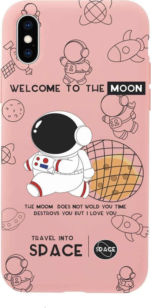 İphone Xs Max Sevimli Astronot Desenli Premium Silikonlu Telefon Kılıfı