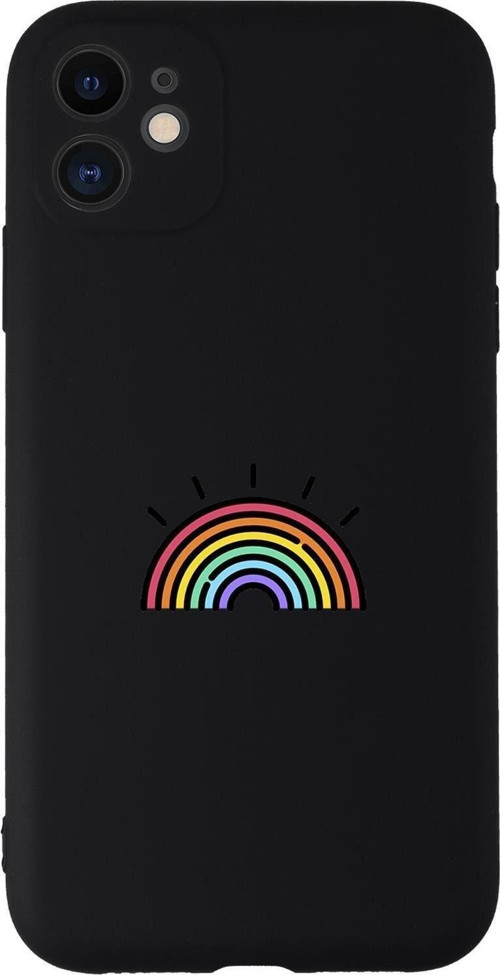Iphone 11 Uyumlu Gökkuşağı Desenli Kamera Korumalı Lansman Kılıf Premium Silikonlu