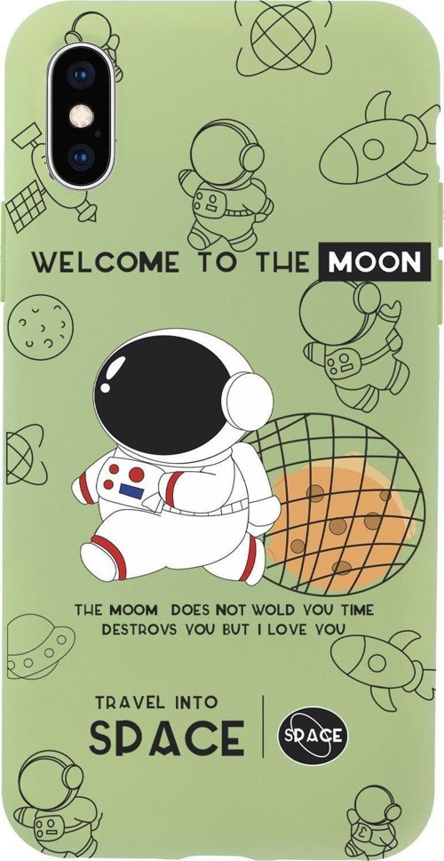 İphone Xs Max Sevimli Astronot Desenli Premium Silikonlu Telefon Kılıfı