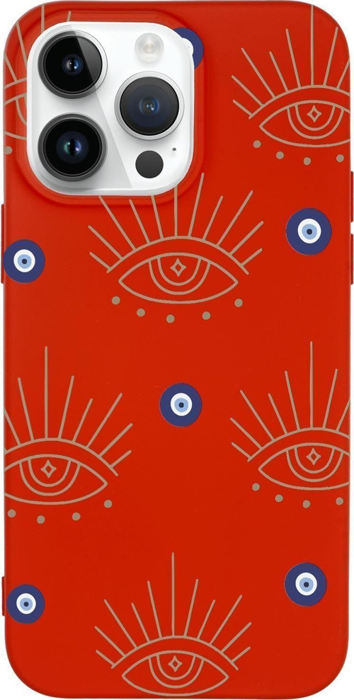 İphone 14 Pro Max Uyumlu Evil Eye Desenli Premium Silikonlu Telefon Kılıfı