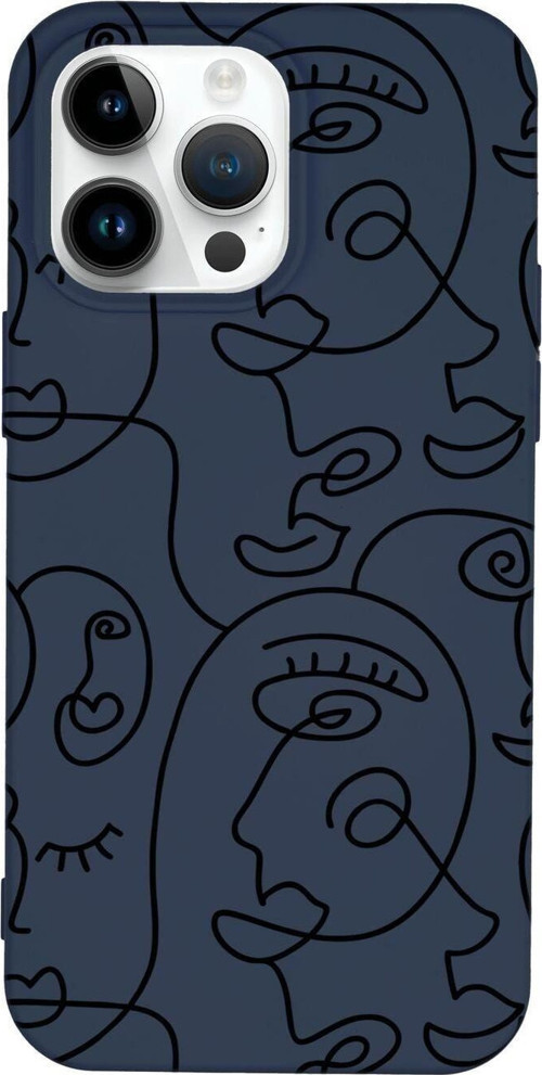 İphone 14 Pro Uyumlu Face Art Desenli Premium Silikonlu Lansman Telefon Kılıfı