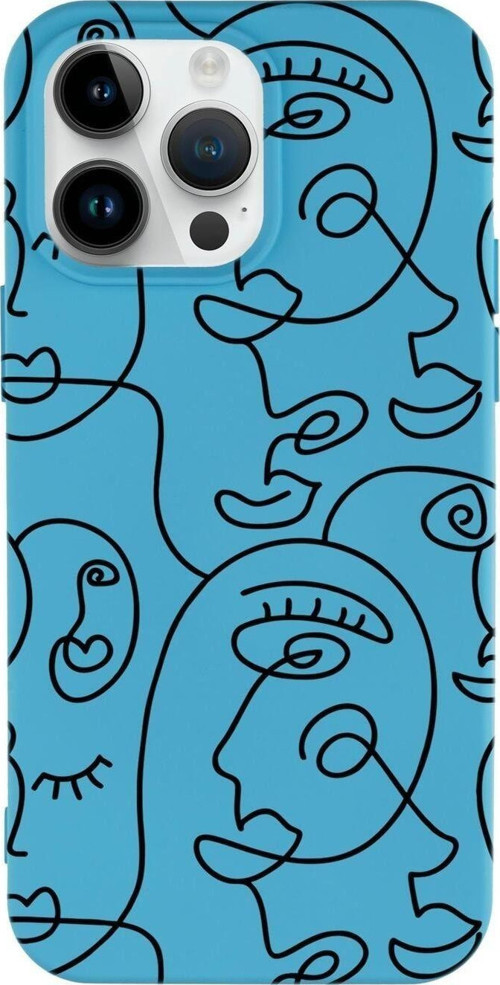 İphone 14 Pro Max Uyumlu Face Art Desenli Premium Silikonlu Lansman Telefon Kılıfı