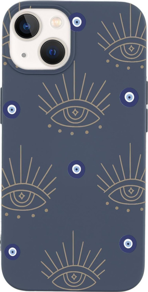 İphone 14 Uyumlu Evil Eye Desenli Premium Silikonlu Telefon Kılıfı