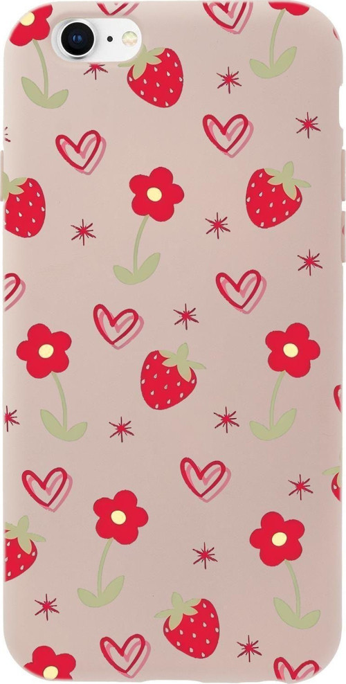 İphone 6 Plus Uyumlu Red Garden Desenli Premium Silikonlu Telefon Kılıfı