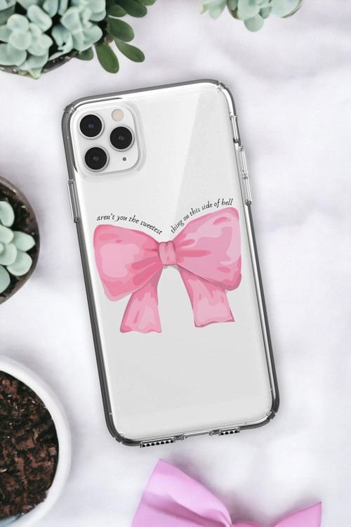 İphone 11 Pro Uyumlu Pembe Kurdele Premium Şeffaf Silikon Kılıf