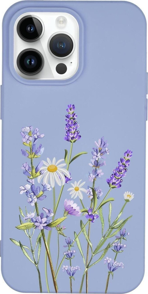 İphone 14 Pro Max Uyumlu Lavender Desenli Premium Silikonlu Lansman Telefon Kılıfı