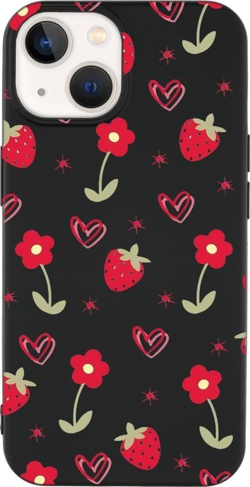 İphone 15 Uyumlu Red Garden Desenli Premium Silikonlu Telefon Kılıfı