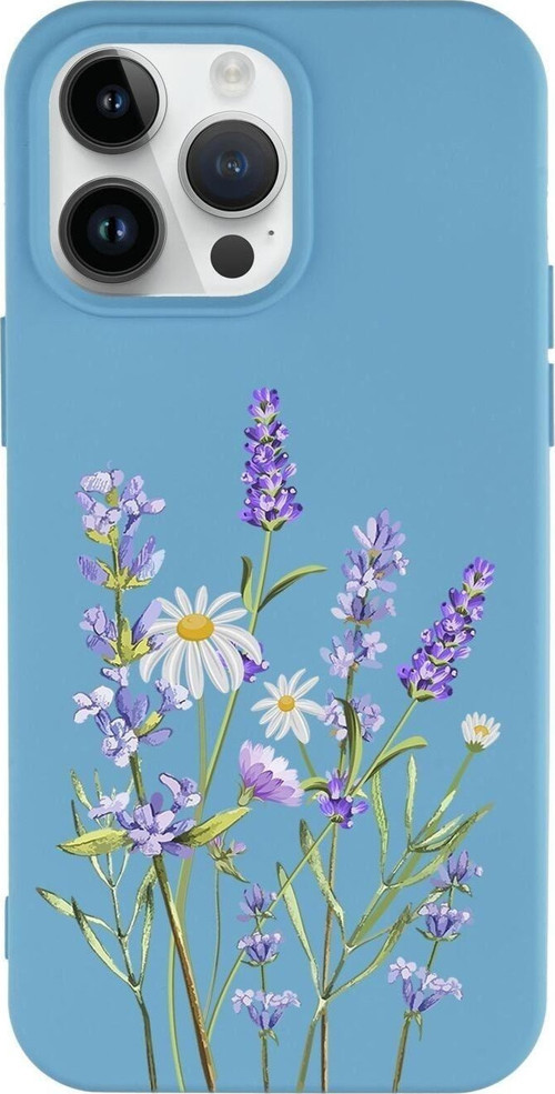 İphone 14 Pro Max Uyumlu Lavender Desenli Premium Silikonlu Lansman Telefon Kılıfı