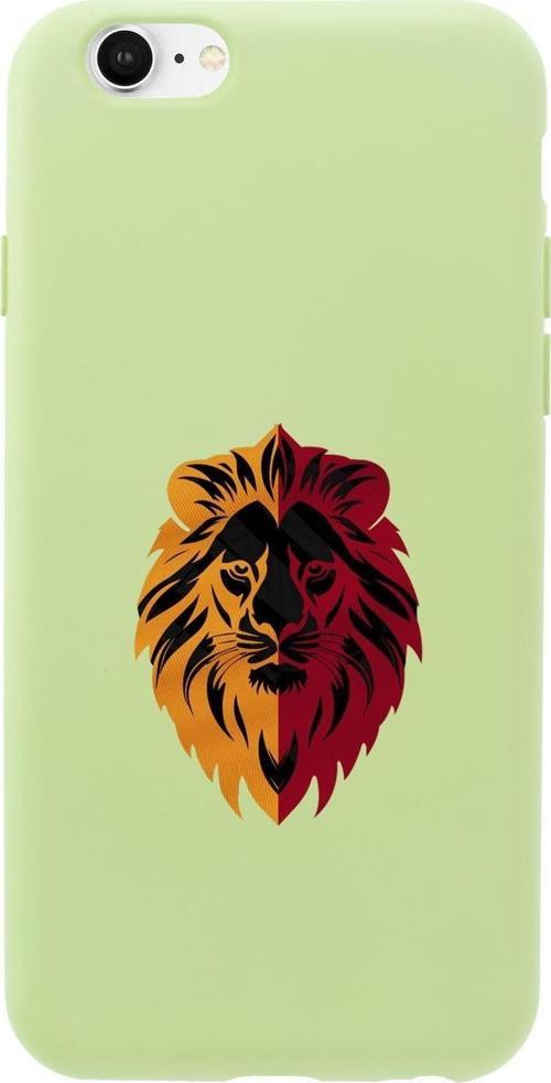 İphone 6 Uyumlu Sarı Kırmızı Aslan Desenli Premium Silikonlu Telefon Kılıfı