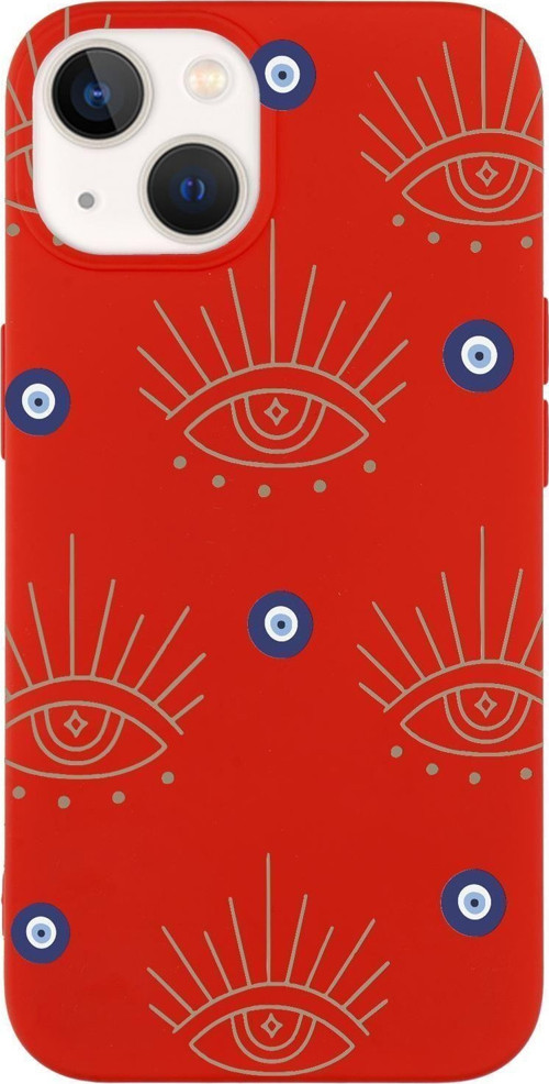 İphone 14 Uyumlu Evil Eye Desenli Premium Silikonlu Telefon Kılıfı