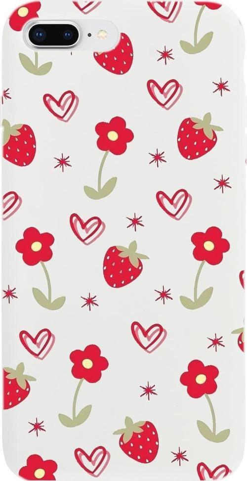 İphone 7 Plus Uyumlu Red Garden Desenli Premium Silikonlu Telefon Kılıfı