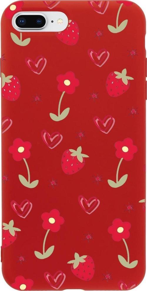 İphone 7 Plus Uyumlu Red Garden Desenli Premium Silikonlu Telefon Kılıfı