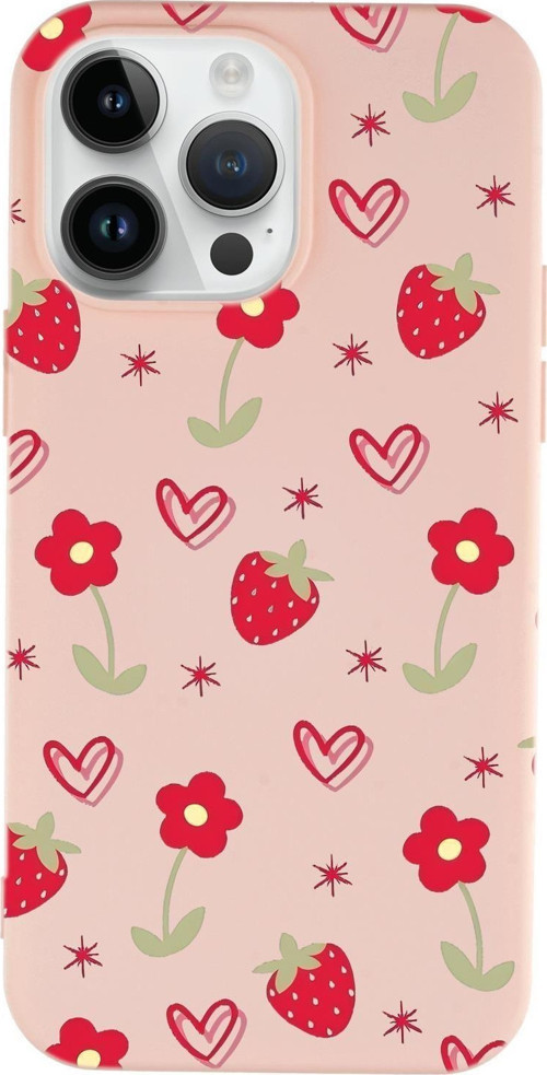İphone 15 Pro Max Uyumlu Red Garden Desenli Premium Silikonlu Telefon Kılıfı