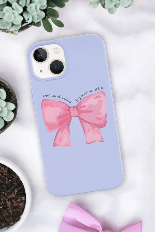 İphone 14 Plus Uyumlu Pembe Kurdele Premium Silikonlu Telefon Kılıfı