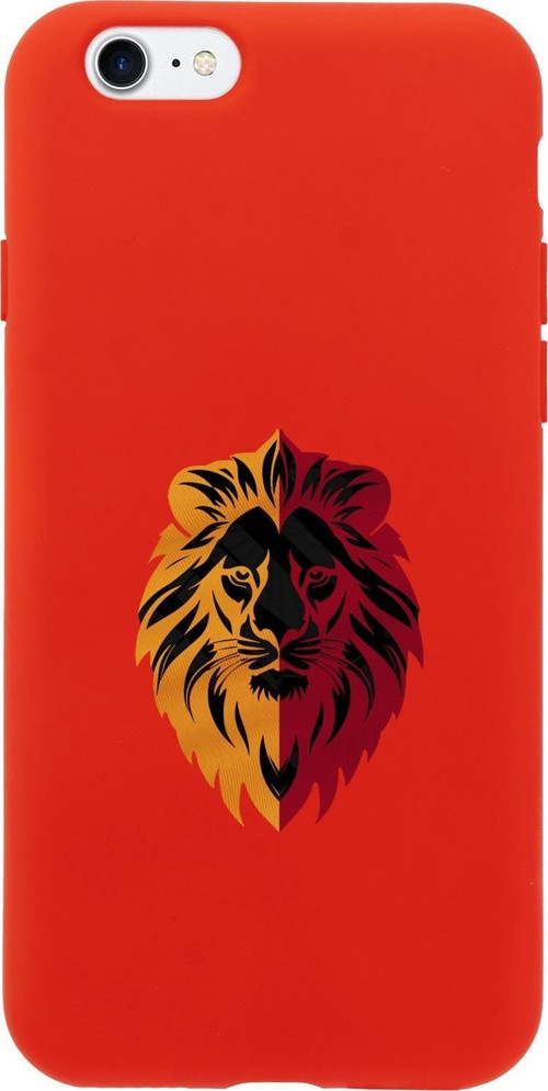 İphone 8 Uyumlu Sarı Kırmızı Aslan Desenli Premium Silikonlu Telefon Kılıfı